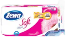 Zewa Soft Toilettenpapier in pinkfarbener Verpackung, weich und stark, 4-lagig für höchsten Komfort.