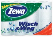 Zewa Wisch&Weg Küchentücher mit TAD-Technologie, stark, saugfähig und mit blauer Blumenmusterung.