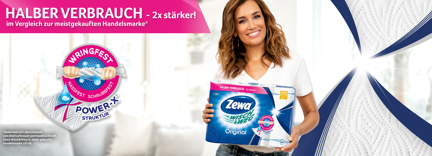 Das neue Zewa Wisch&Weg mit innovativer Power-X™ Struktur wird allen Bedürfnissen gerecht