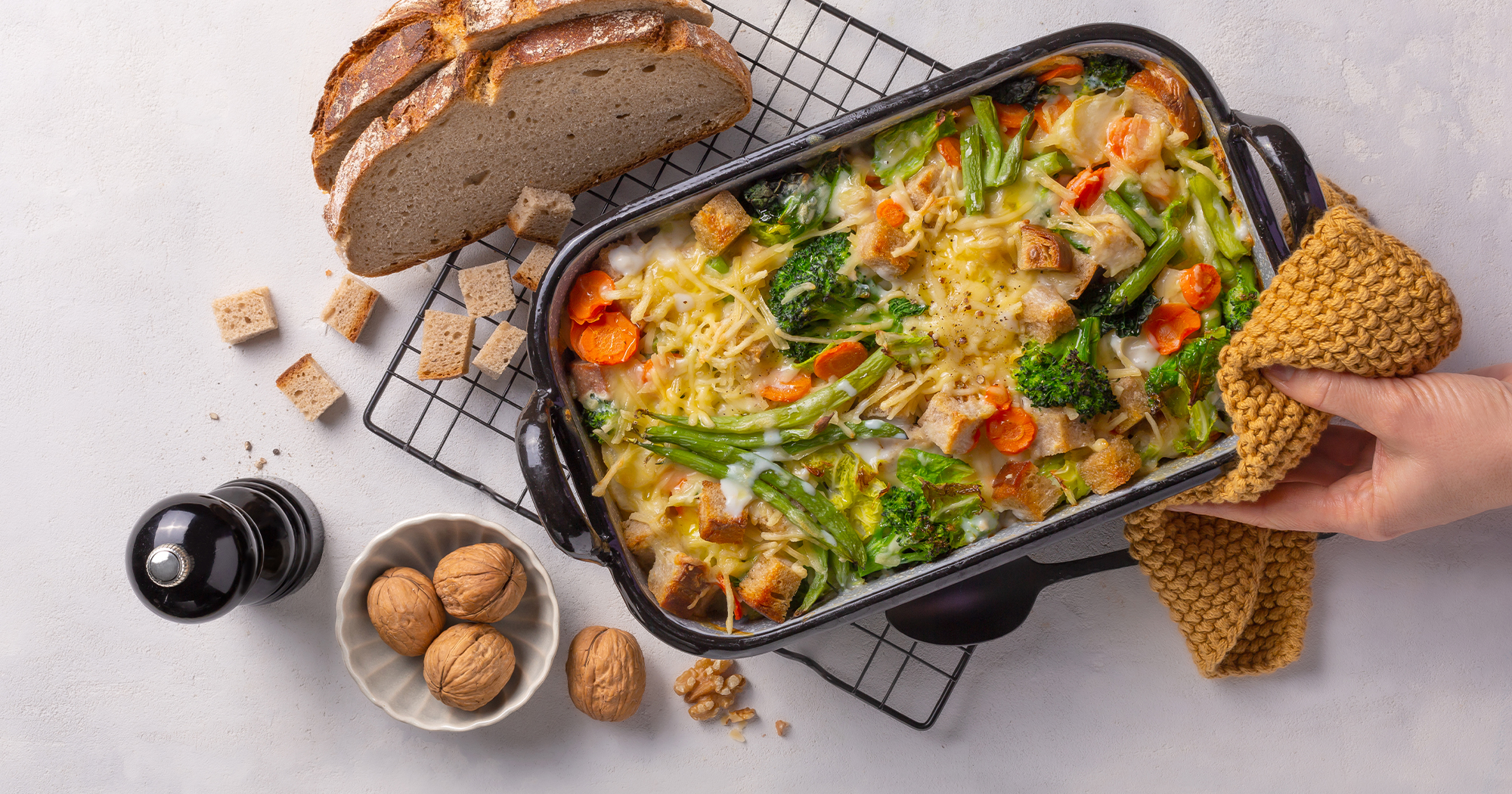 Veganes Gemüse-Brot-Gratin Rezept - Zewa