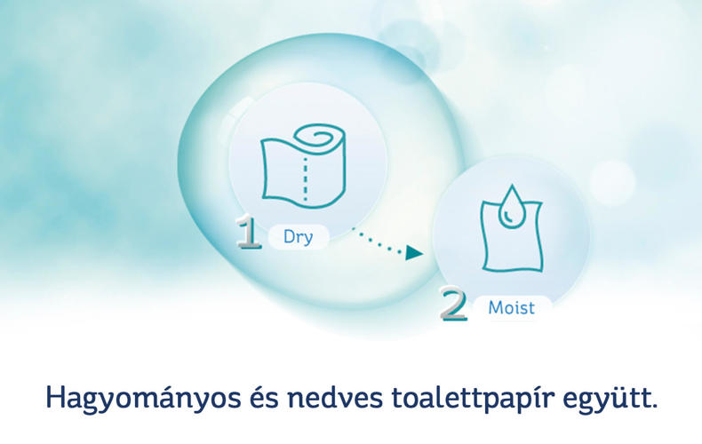 Hagyományos és nedves toalettpapír együtt