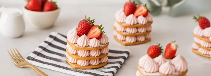 Mille-feuille delicios cu iaurt și căpșuni