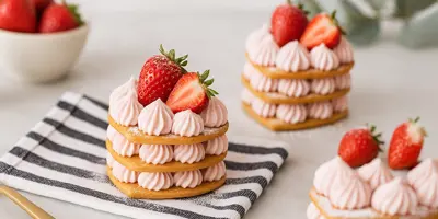 Mille-feuille delicios cu iaurt și căpșuni