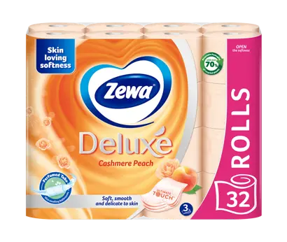 Innovation slider image for Hârtia igienică Zewa Deluxe Cashmere Peach: tub parfumat pentru un miros plăcut în baie 6