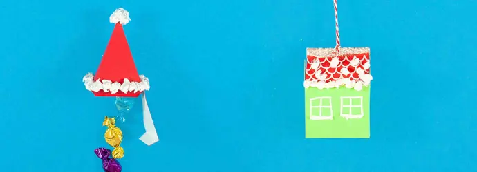 Ajándékcsomag-ötletek kartonból és papír zsebkendőből Mikulás-sapka és ünnepi ház alakban