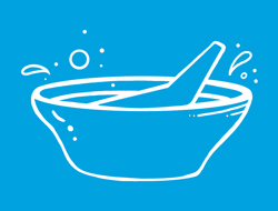 Eine Cartoon-Schüssel voll mit Wasser.