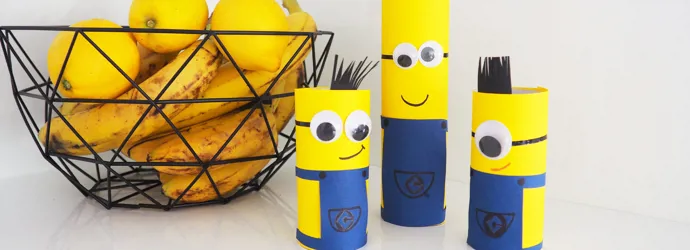 Minions-Figuren aus leeren Zewa-Rollen