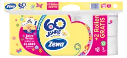 60 Jahre Zewa Toilettenpapier, limitierte Edition, 3-lagig, mit 2 Extra-Rollen im Herzdesign.