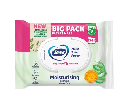 Innovation slider image for Hârtie igienică umedă Zewa Moist Calming și Moisturising - îngrijire delicată pentru pielea ta 0