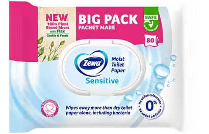 Влажна тоалетна хартия Zewa от 100% растителни влакна
