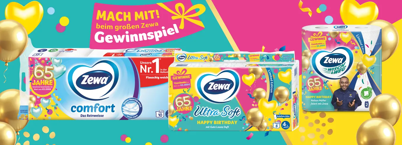 Zewa feiert 65. Geburtstag: Geschenke im Wert von 65.000€ gewinnen!