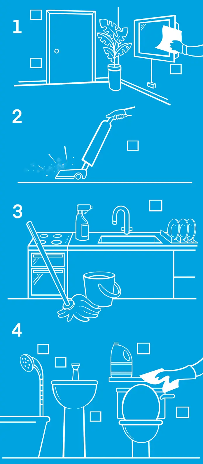 Vater und zwei Kinder, die Spaß haben, Aufgaben in der Lounge zu tun