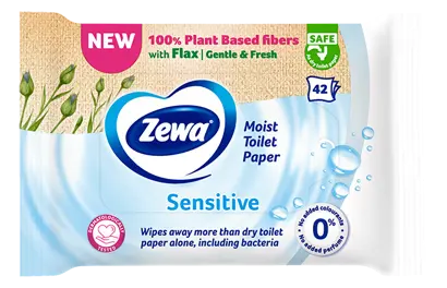Влажна тоалетна хартия Zewa от 100% растителни влакна