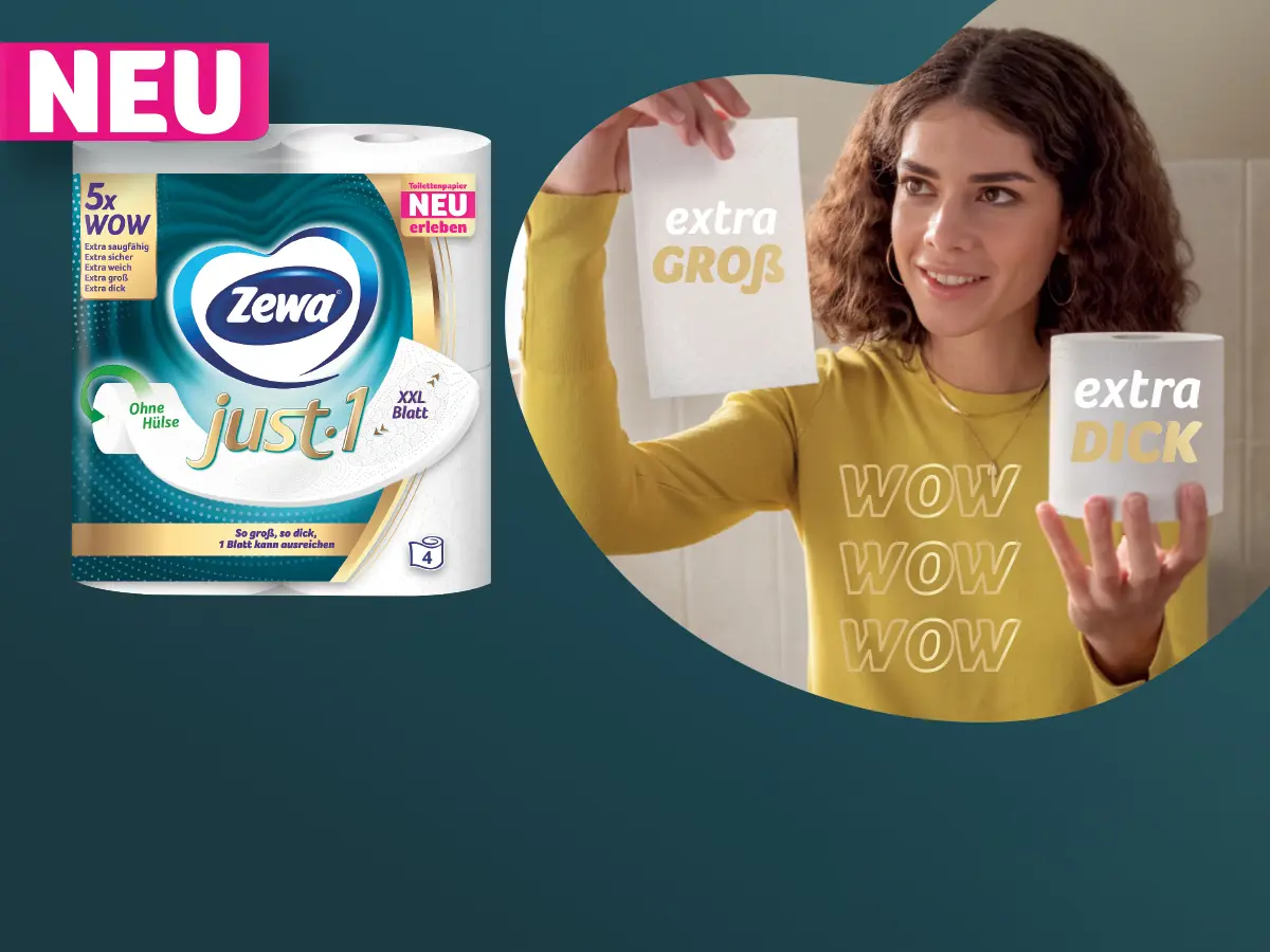 Image for section Zewa just 1 - erlebe das WOW mit jedem Blatt!