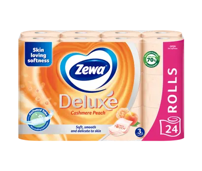 Innovation slider image for Hârtia igienică Zewa Deluxe Cashmere Peach: tub parfumat pentru un miros plăcut în baie 5