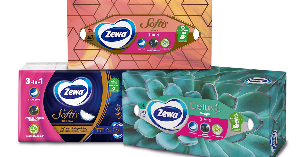 Νέα χαρτομάντιλα Zewa 3 σε 1 Απαλά σαν μετάξι - Zewa