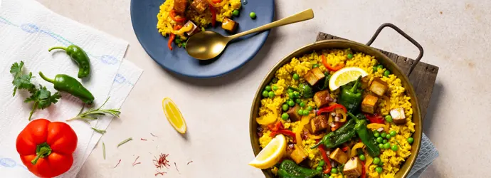 Vegane Paella mit Tofu