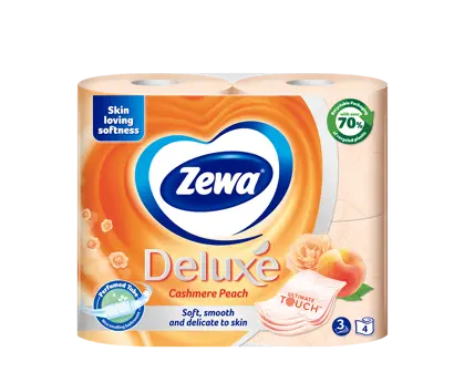 Innovation slider image for Hârtia igienică Zewa Deluxe Cashmere Peach: tub parfumat pentru un miros plăcut în baie 0