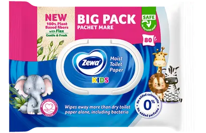 Влажна тоалетна хартия Zewa от 100% растителни влакна