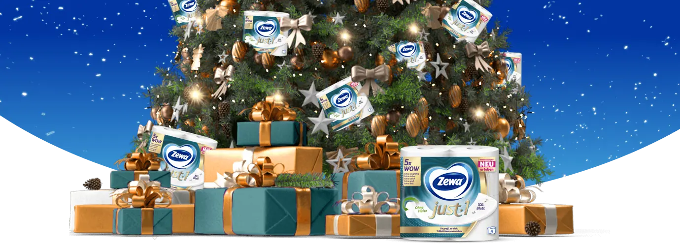 Wie viele Packungen Zewa Just.1 Toilettenpapier waren im Weihnachtsbaum versteckt?