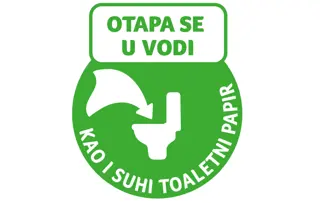 Vlažni toaletni papir koji se može sigurno baciti u WC školjku kao suhi toaletni papir