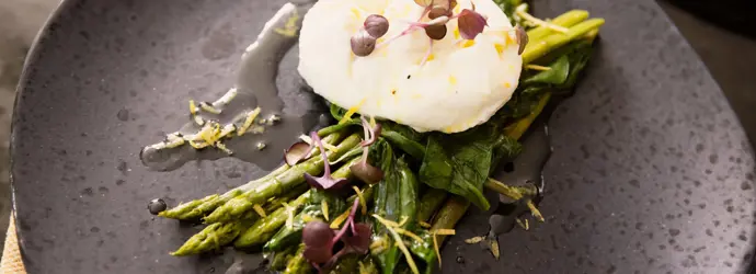 Burrata mit gebratenem Spargel