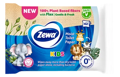 Влажна тоалетна хартия Zewa от 100% растителни влакна