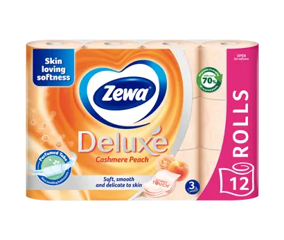 Innovation slider image for Hârtia igienică Zewa Deluxe Cashmere Peach: tub parfumat pentru un miros plăcut în baie 3