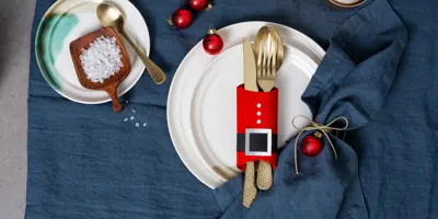 Weihnachtliche Bestecktasche basteln