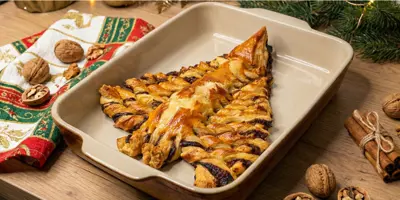 Brad din foietaj cu cremă de fistic